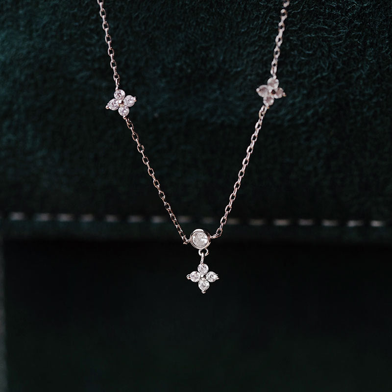 Zircon Flower Necklace and Clavicle Chain