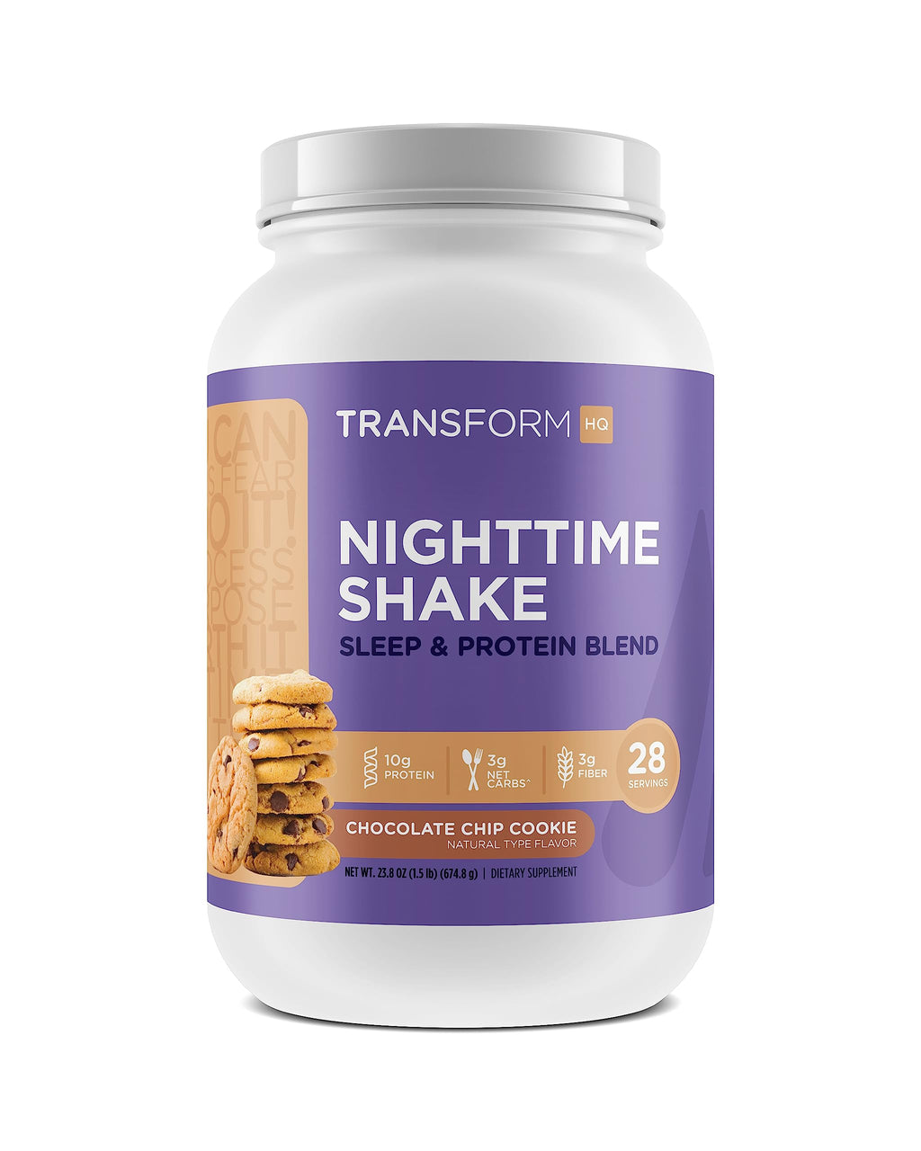 TransformHQ Nighttime Shake Sleep + Protein Blend 28 Servings Chocolate Chip Cookie Flavor