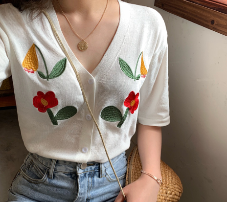 2020 New Vintage Knit Cardigan for Women, Short Sleeve
