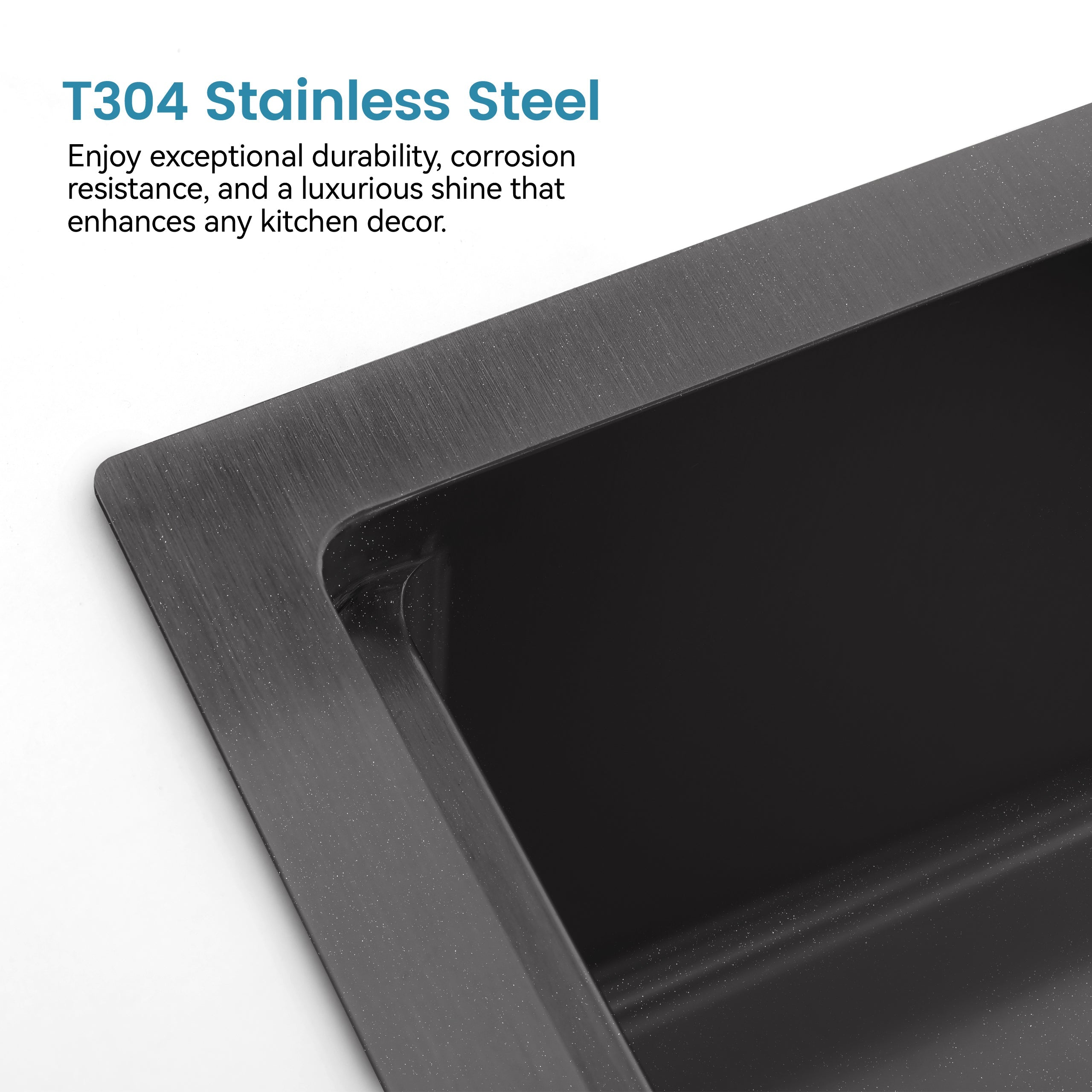 Kitchen Sink 33'x19' Multifunctional undermount Flying Rain Waterfall S304 Stainless Steel Handmade Modern Single Bowl Kitchen Sink Black