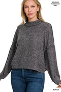 Zenana Brushed Melange Hacci Cropped Sweater