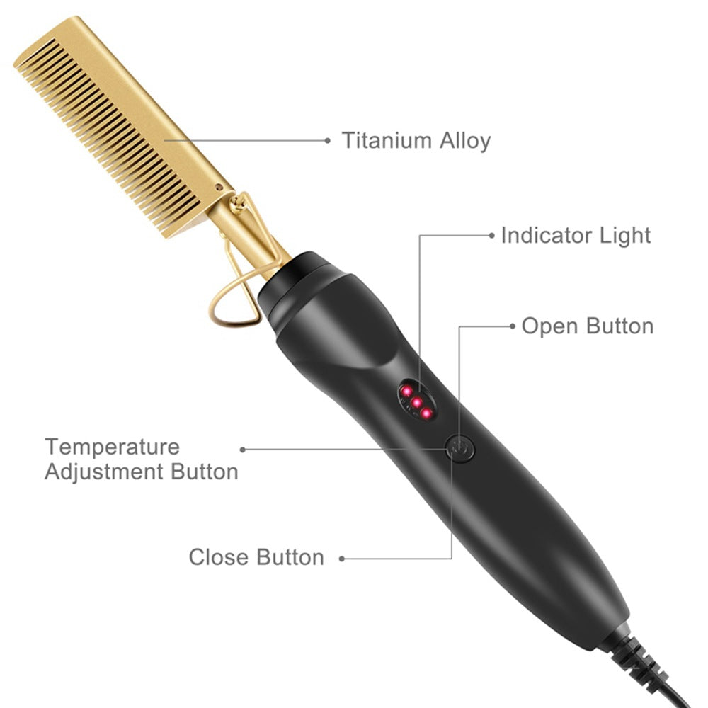 Electric Hair Curler and Straightener Comb for Home Use