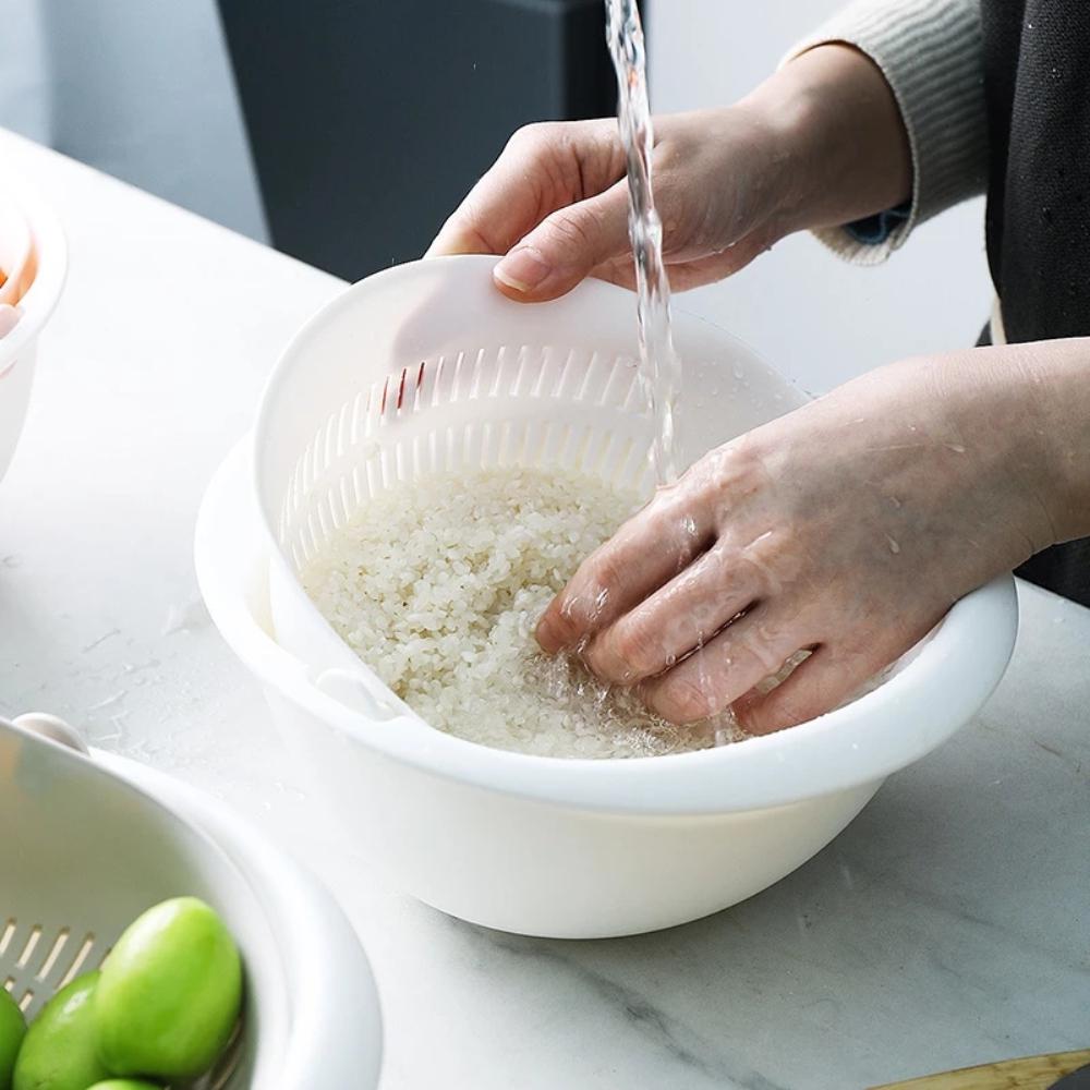 Silicone Double Drain Basket for Rice, Noodles, and Veggies