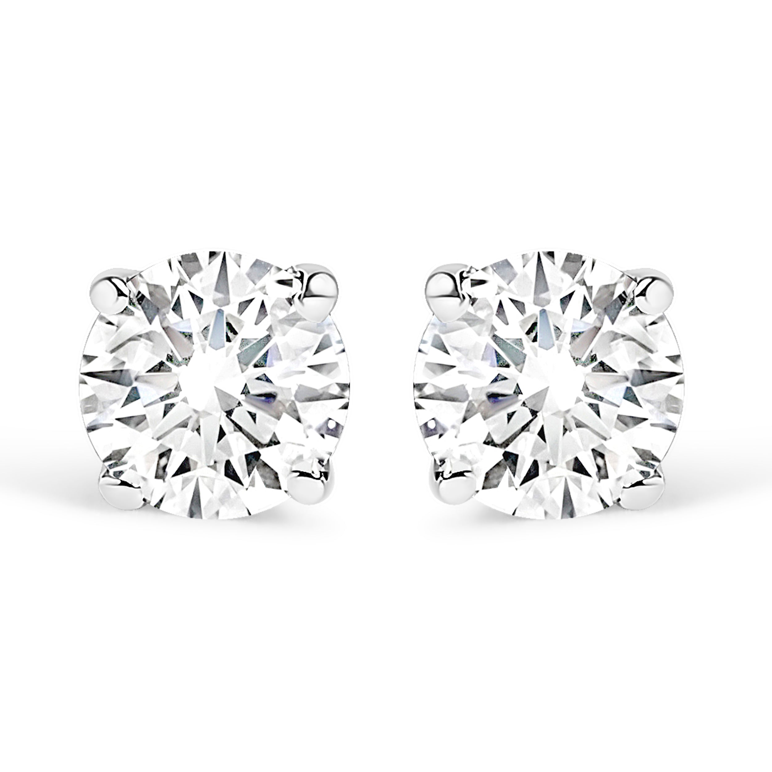 14K White Gold 5/8 Cttw Round Brilliant-Cut Lab Grown Diamond Classic 4-Prong Push back Stud Earrings (F-G Color, VS1-VS2 Clarity)