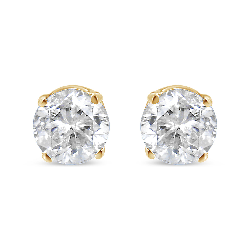 14K Yellow Gold 1/2 Cttw Round-Cut Diamond Solitaire Stud Earrings (O-P Color, SI2-I1 Clarity)