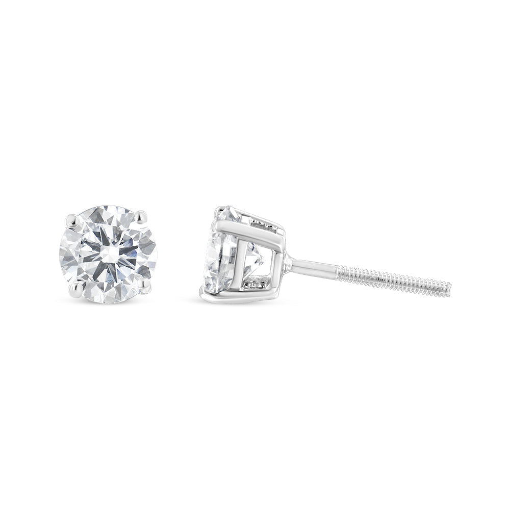 14K White Gold 5/8 Cttw Lab Grown Diamond 4-Prong Classic Stud Earrings (F-G Color, VS2-SI1 Clarity)