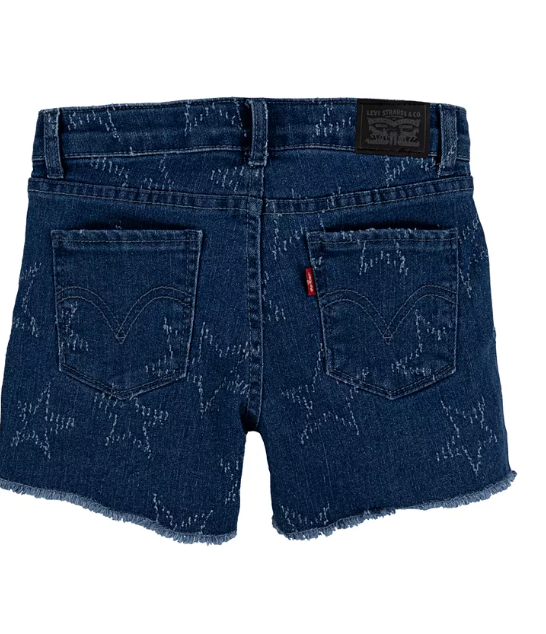 Levis Big Girls Star-Print High-Low Hem Denim Shorts