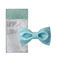 Mens Plain Color Pre-tied Bow Tie and Pocket Square Set | Glitter Sparkling Bow Tie set for men and women | CK Bow Tie (Turquoise Set Bow Tie & Pocket Square)