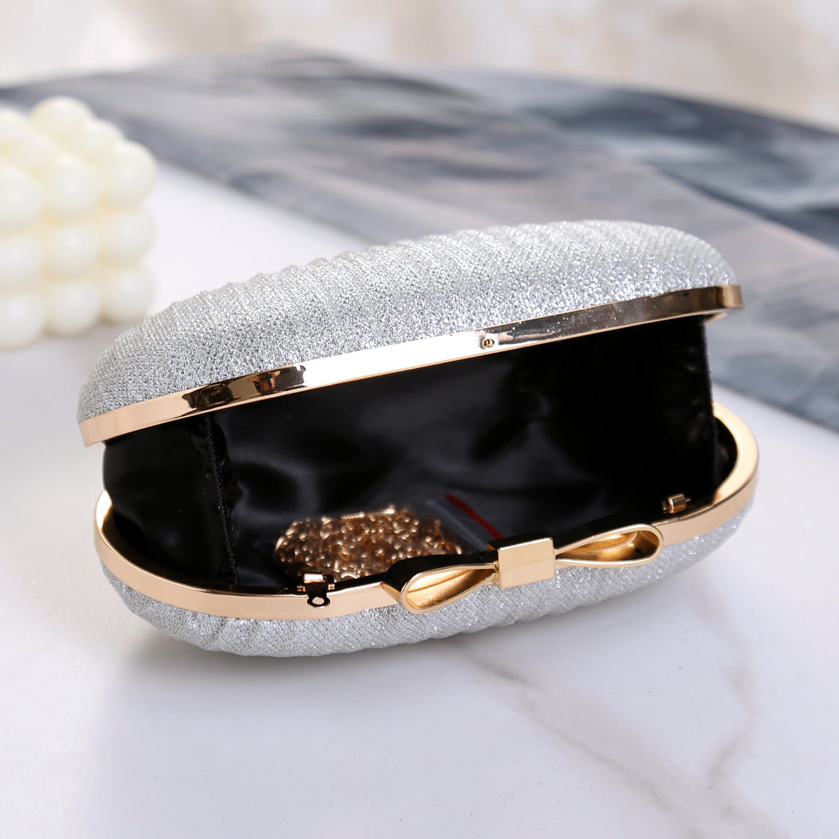 Fashion Evening Pleated Bow Tie Clutch Bag