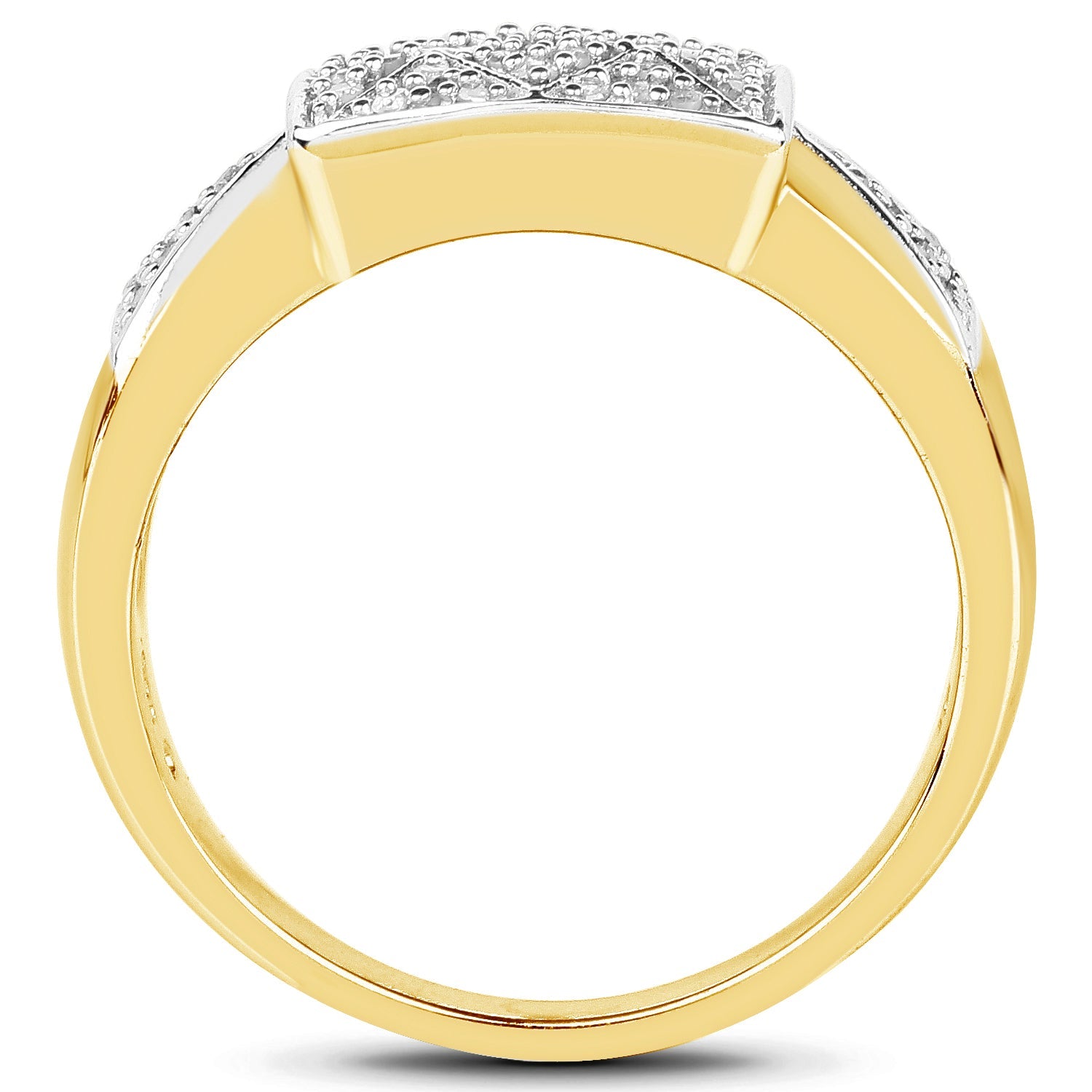 14K Yellow Gold Plated 0.21 Carat Genuine White Diamond .925 Sterling Silver Ring