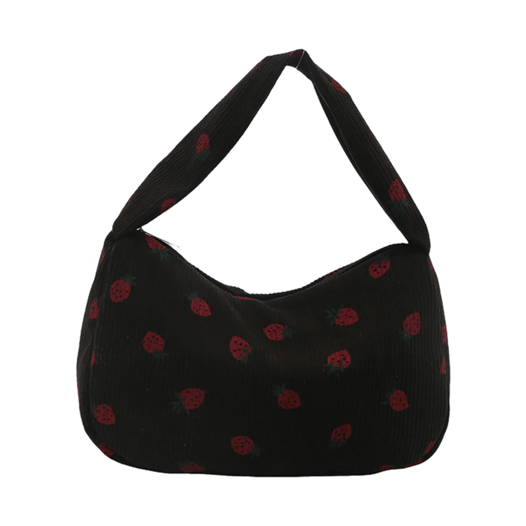 POYIPI Cute Strawberry Purse Corduroy Crossbody Bags for Women Novelty Strawberry Wallet Clutch Bag Kawaii Strawberry Bags Black