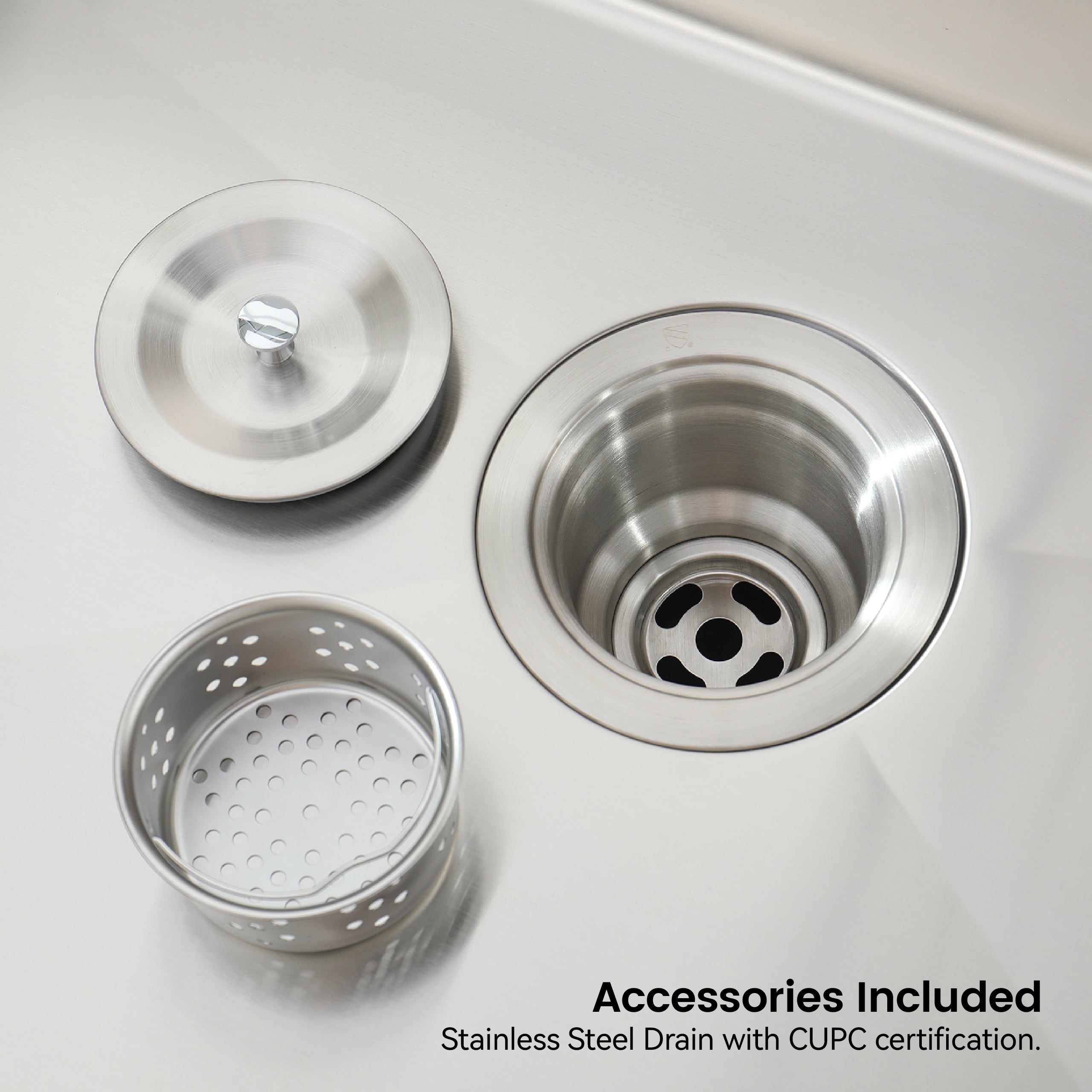 Stainless Steel Kitchen Sink, 27″x19″ Single Bowl, Undermount Handmade Sink in Brushed Nickel, with US Standard Drain and Hook, LS-SSBR06