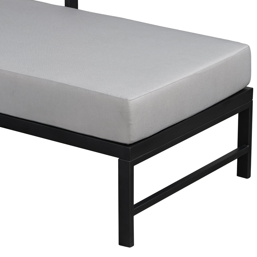 U_style Outdoor L-Shaped Sofa with Iron Frame,Weather-Resistant Patio Sofa Set with Ultra-Thick Cushions,Comfortable Seating for 3,Ideal for Patio, Balcony,and Garden
