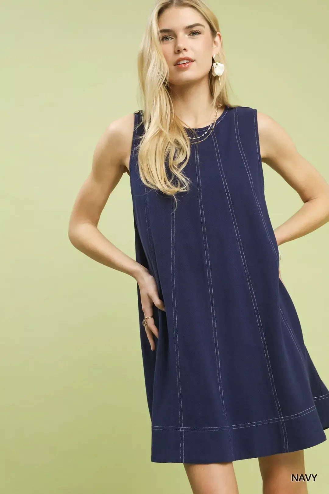 Umgee Linen Sleeveless Swing Dress