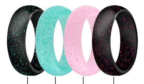 5.7mm Wide New Silicone Ring with Glitter for Women