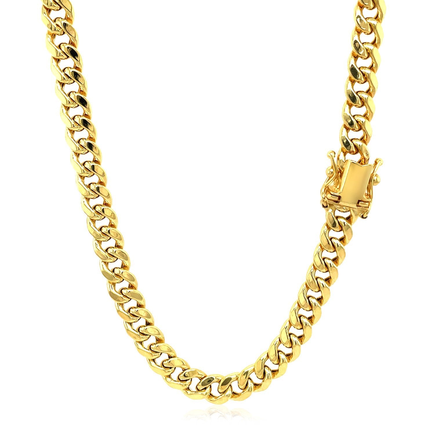 5.5mm 14k Yellow Gold Miami Cuban Semi Solid Chain