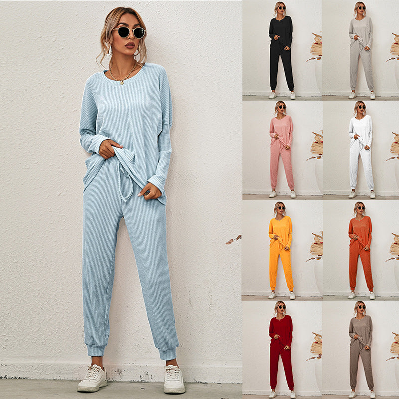 2022 Fall/Winter Women's Loose Solid Color Loungewear Set