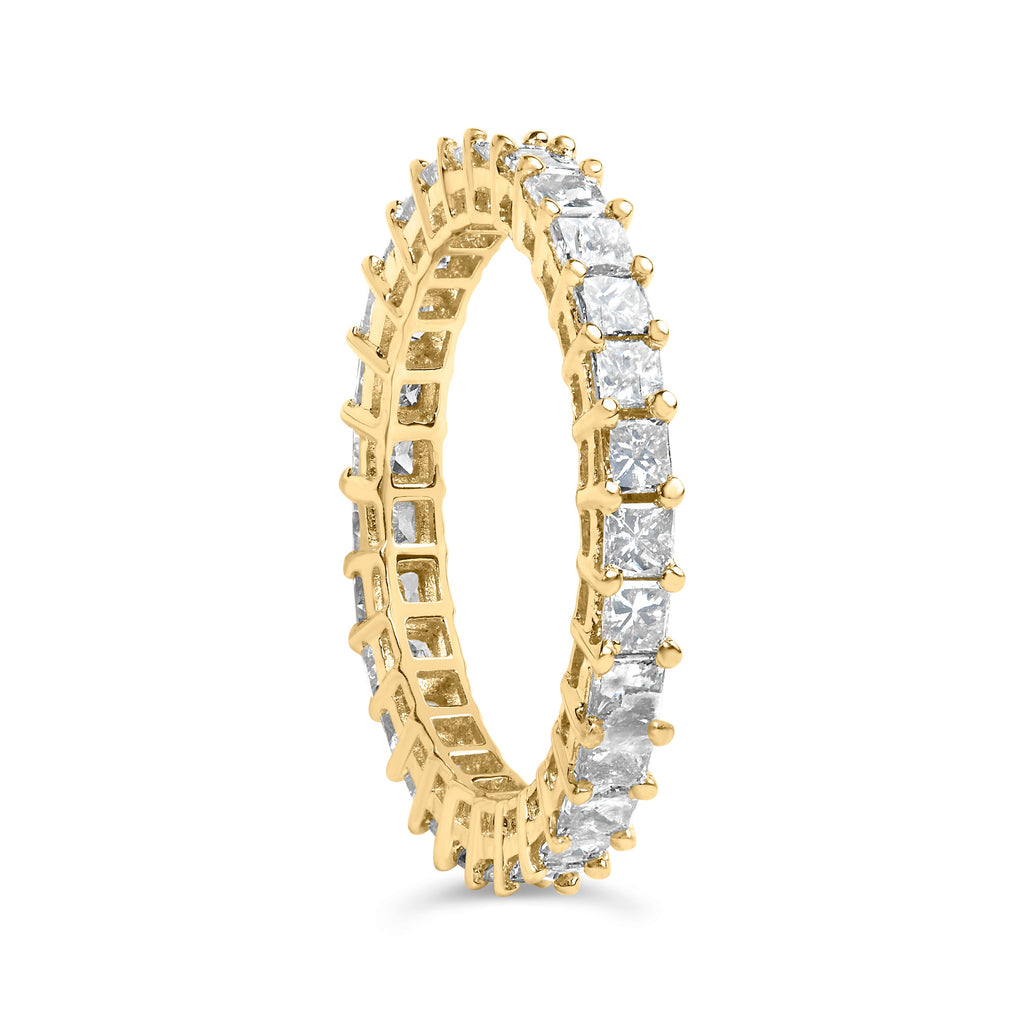 14K Yellow Gold 2.00 Cttw Shared Prong Set Princess Cut Diamond Eternity Band Ring (J-K Color, SI1-SI2 Clarity) - Ring Size 7