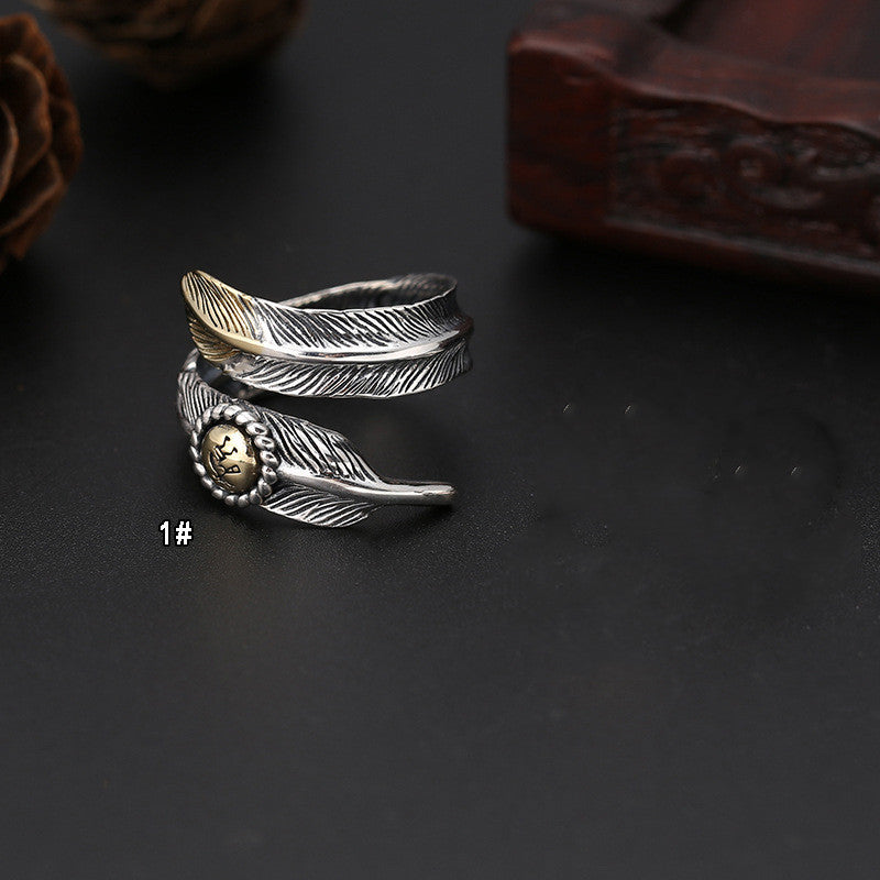 S925 Sterling Silver Indian Feather Ring