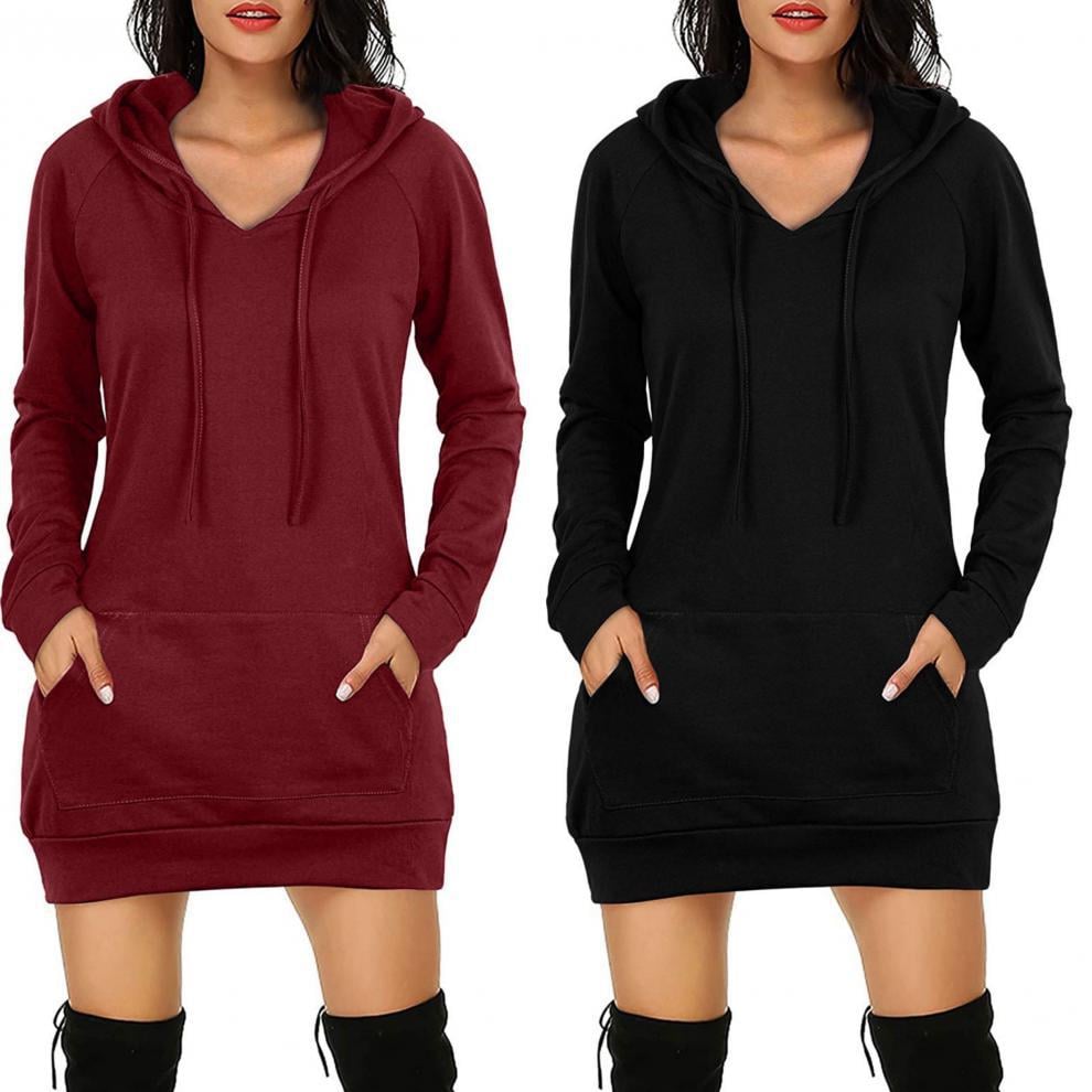 Medium Length Hooded Dress for Women