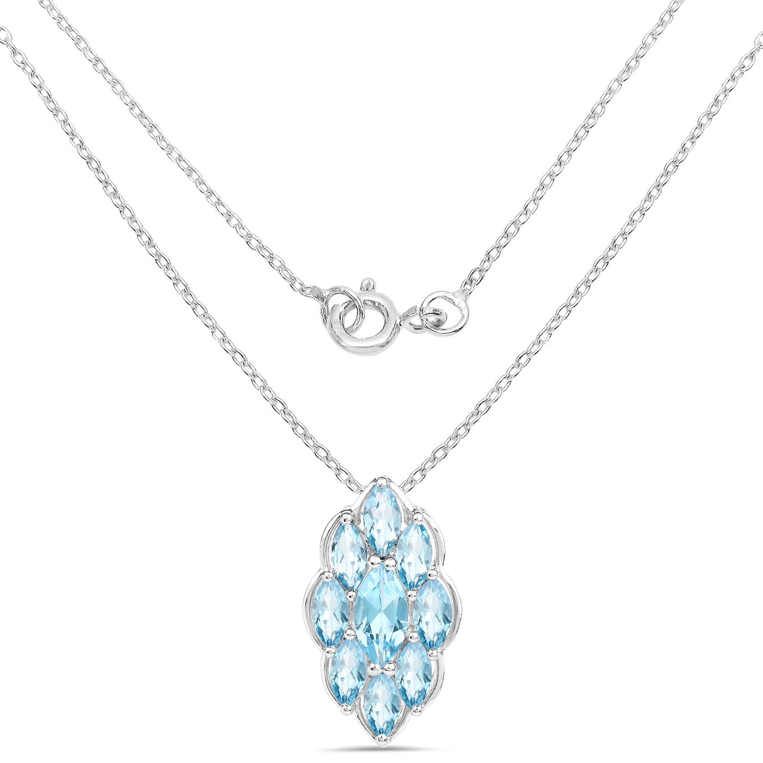 4.77 Carat Genuine Swiss Blue Topaz .925 Sterling Silver Pendant