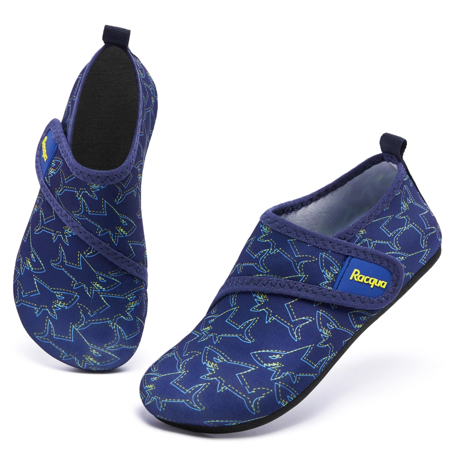 Racqua Kids Water Shoes Non-Slip Swim Shoes Lightweigh Aqua Beach Pool Shoes Boys Shark Big Kid 4-5
