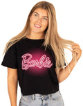 Barbie Cropped T-Shirt for Women | Ladies Doll Neon Pink Logo Black Top Clothes Merchandise XXX-Large