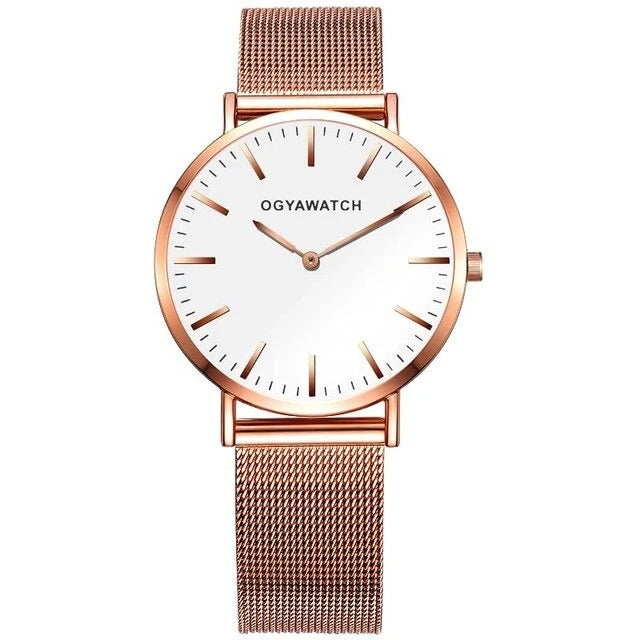 New OGY Mesh Band Watch - Slim, Stylish Quartz Timepiece