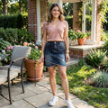 Inc Tulip-Hem Jean Skirt, Size 8