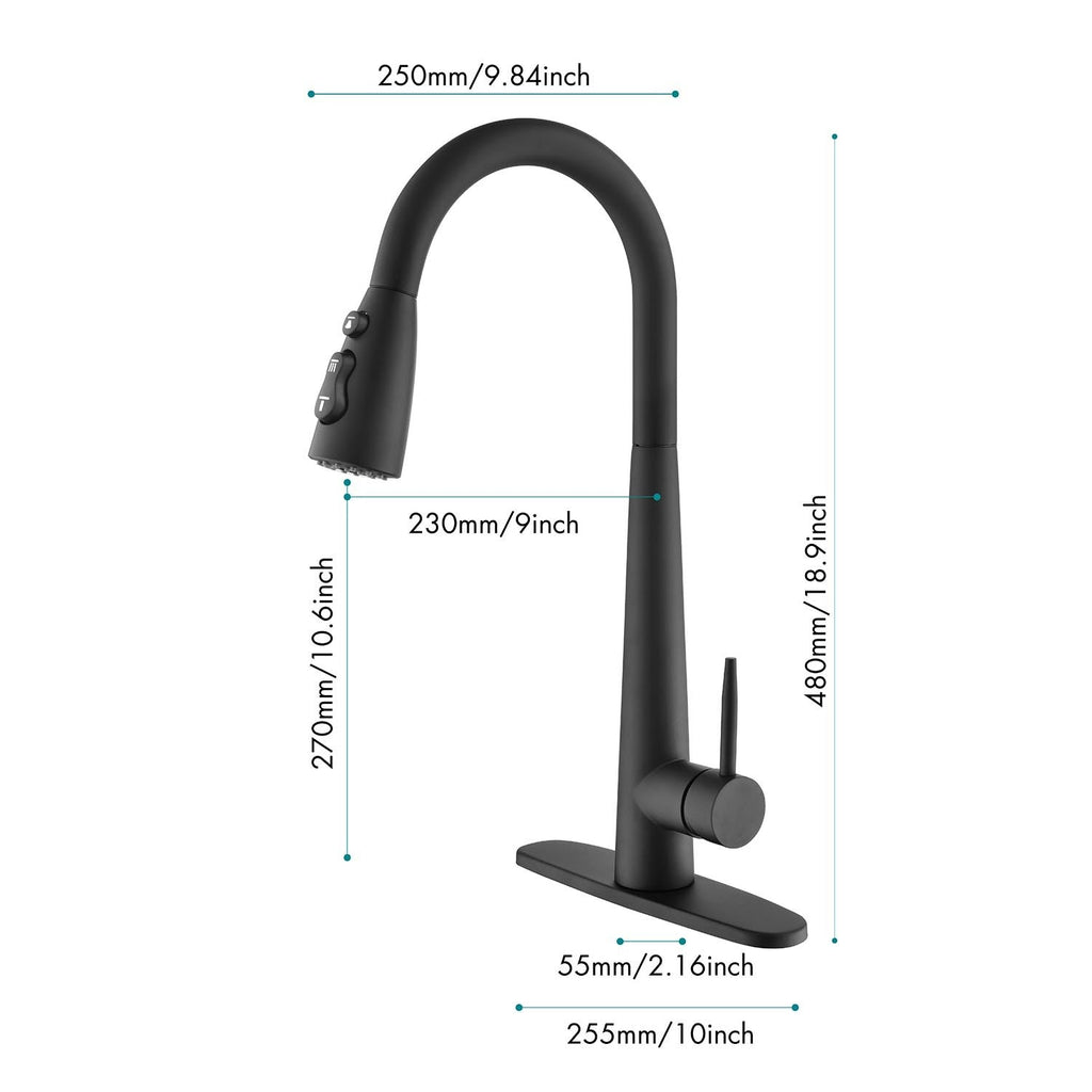 Single Handle Stainless Steel Kitchen Sink Faucet with Pull Down Sprayer