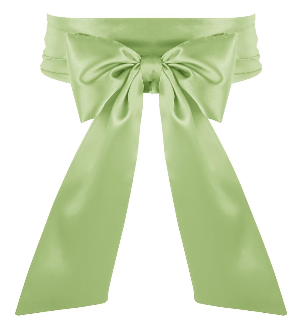 Naibyuki Women Dress Waist Belts Wedding Bridal Satin Sash Belts for Special Occasion Formal Prom Dresses 3.9 Wide Sage