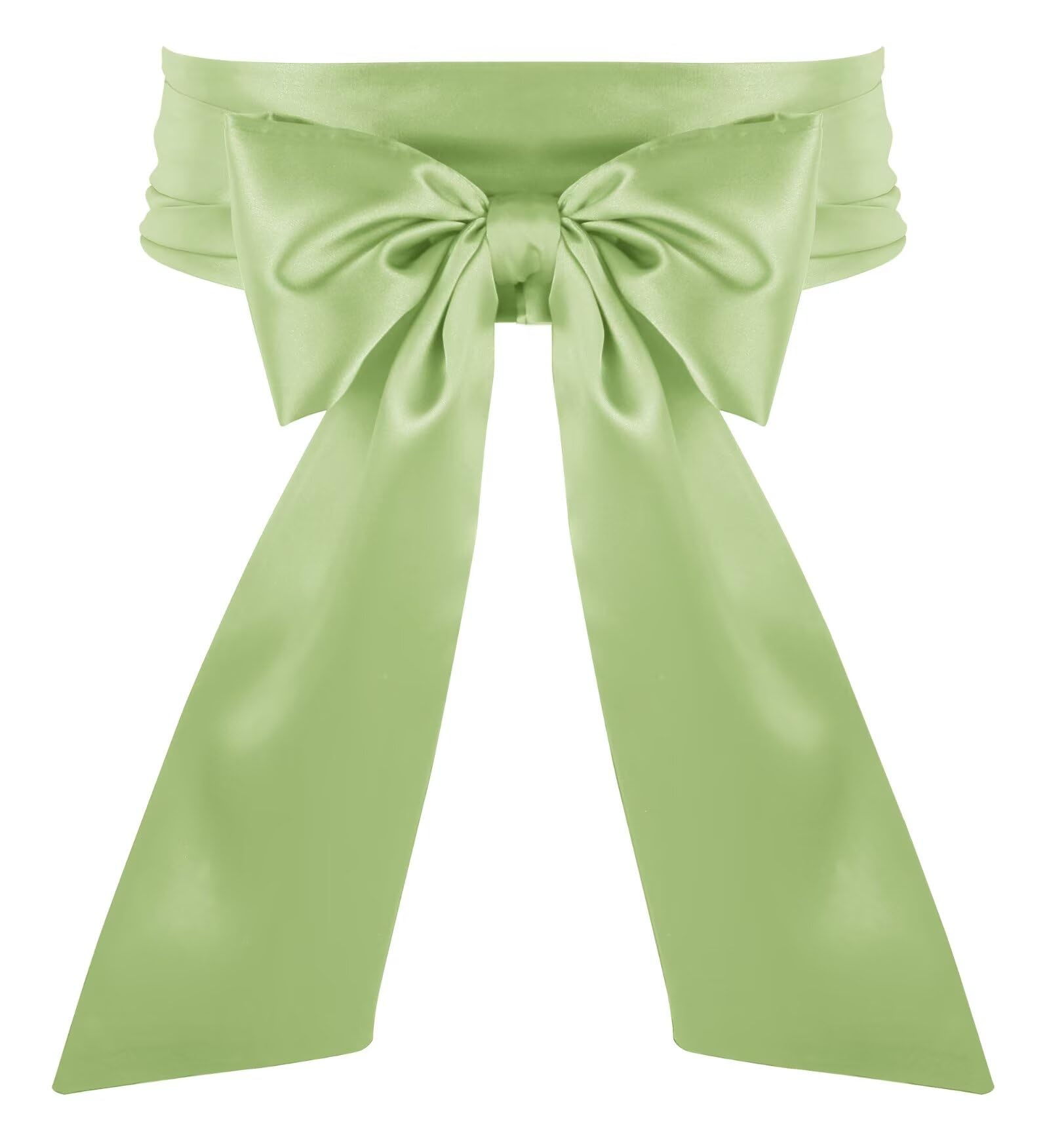 Naibyuki Women Dress Waist Belts Wedding Bridal Satin Sash Belts for Special Occasion Formal Prom Dresses 3.9 Wide Sage
