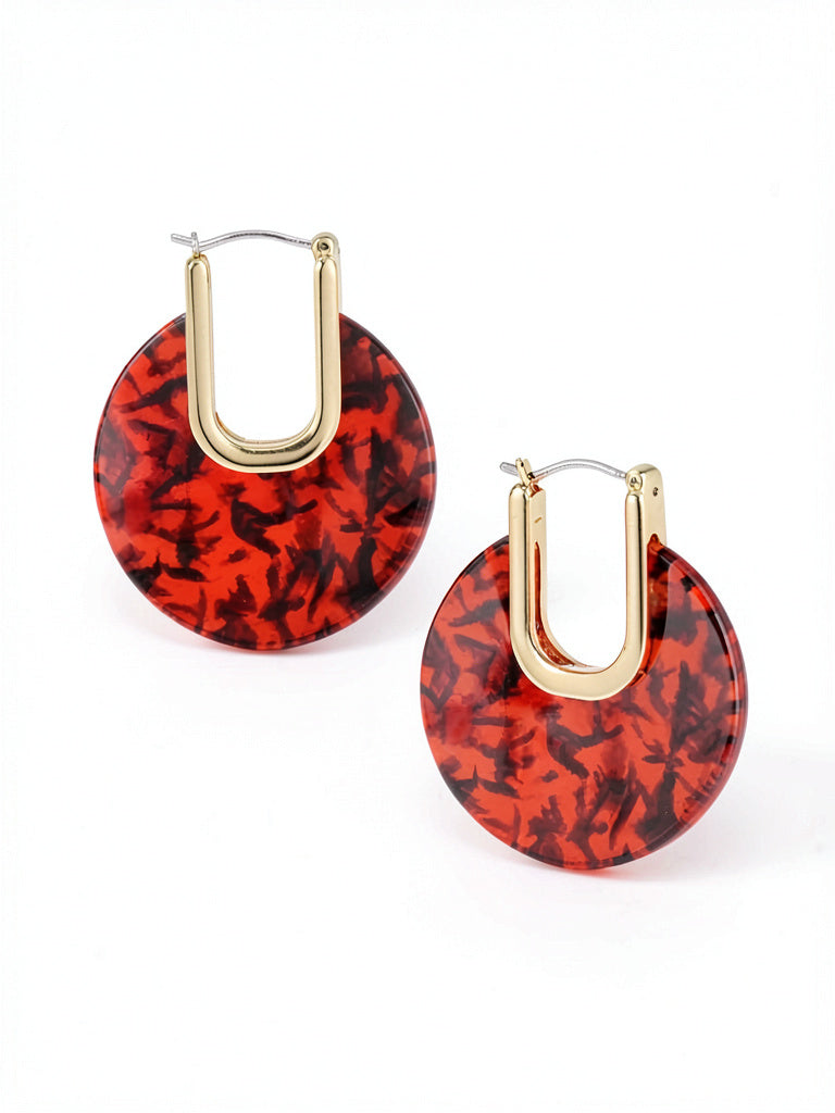 Inc Large Gold-Tone Resin Hoop Earrings