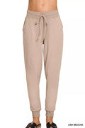 Zenana Drawstring Cotton Joggers with Pockets