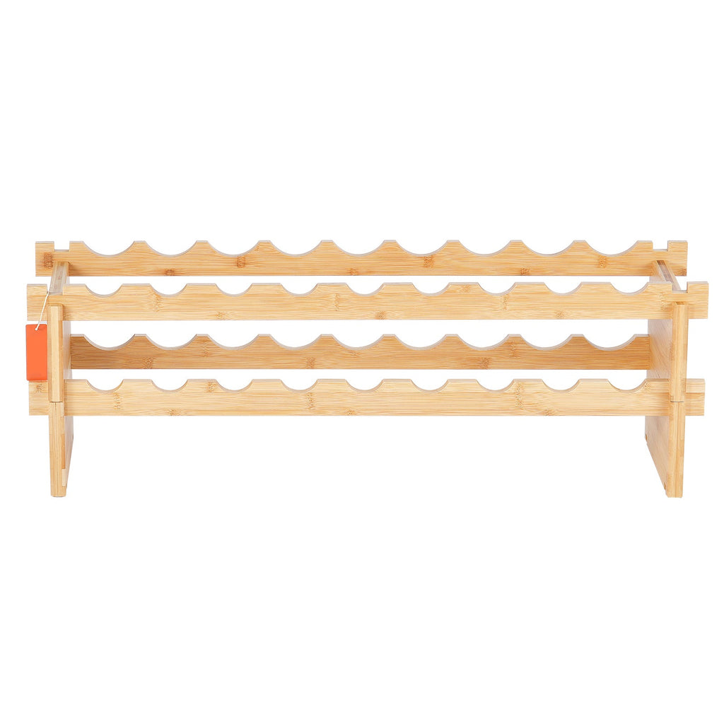 18 Bottle Stackable Modular Wine Rack Bamboo Wood Display Shelf 2-Tier
