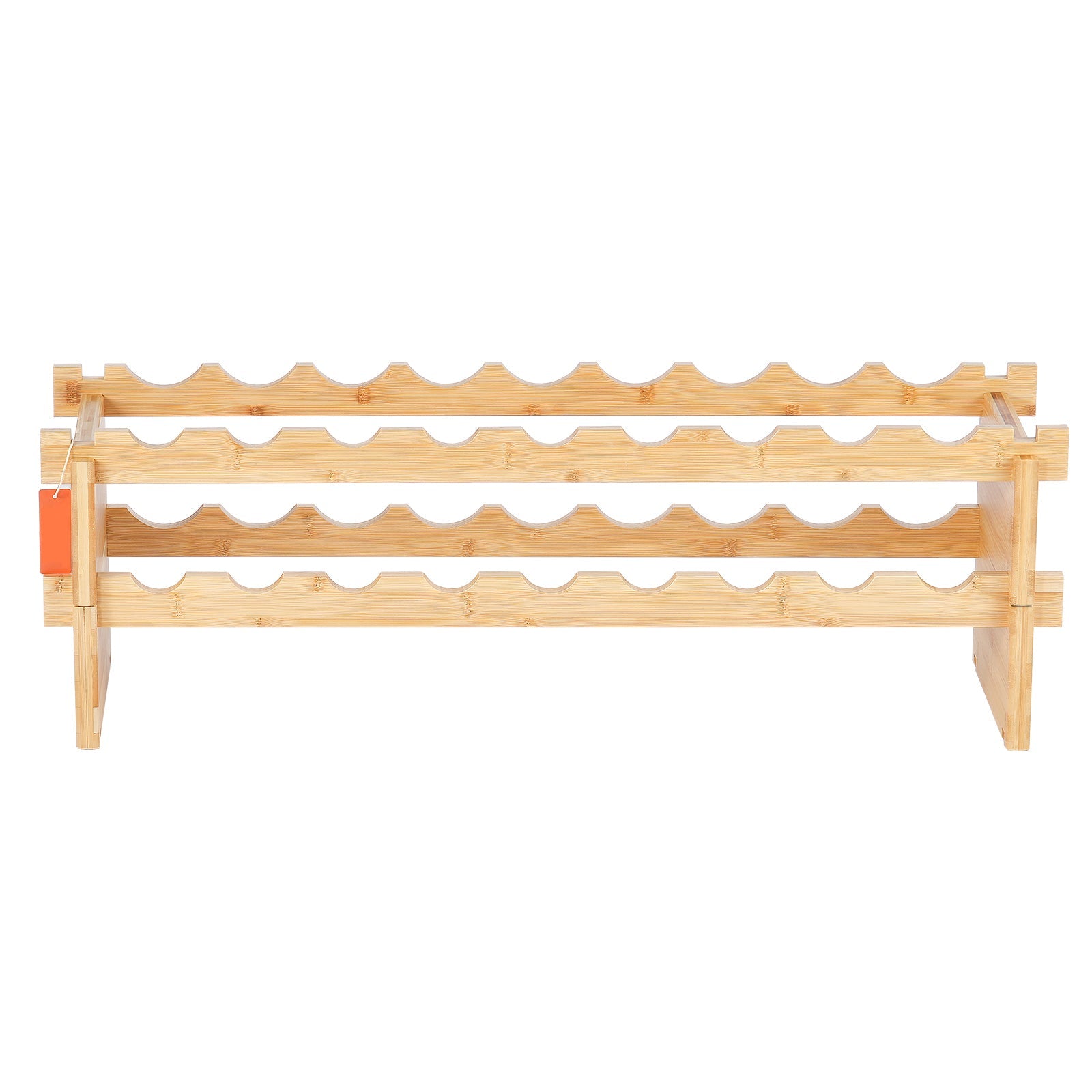 18 Bottle Stackable Modular Wine Rack Bamboo Wood Display Shelf 2-Tier