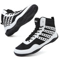 Wrestling Shoes Boxing Shoes for Men Pro Wrestling Boots High Top Fitness Weightlifting Powerlifting Shoes Black/White