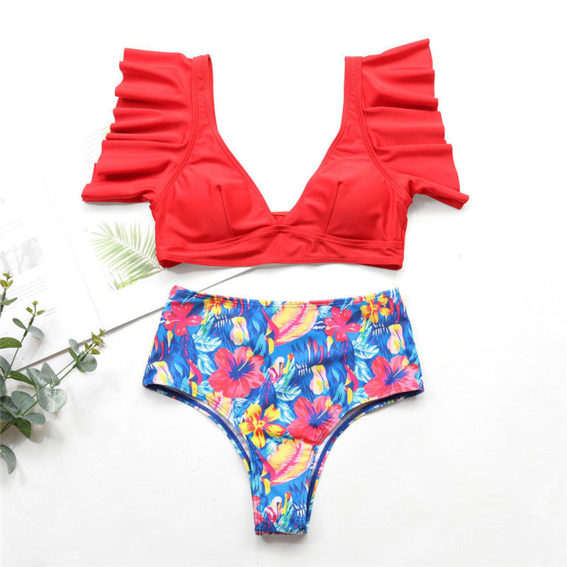 New High-Waisted Ruffle Bikini in Three Colors