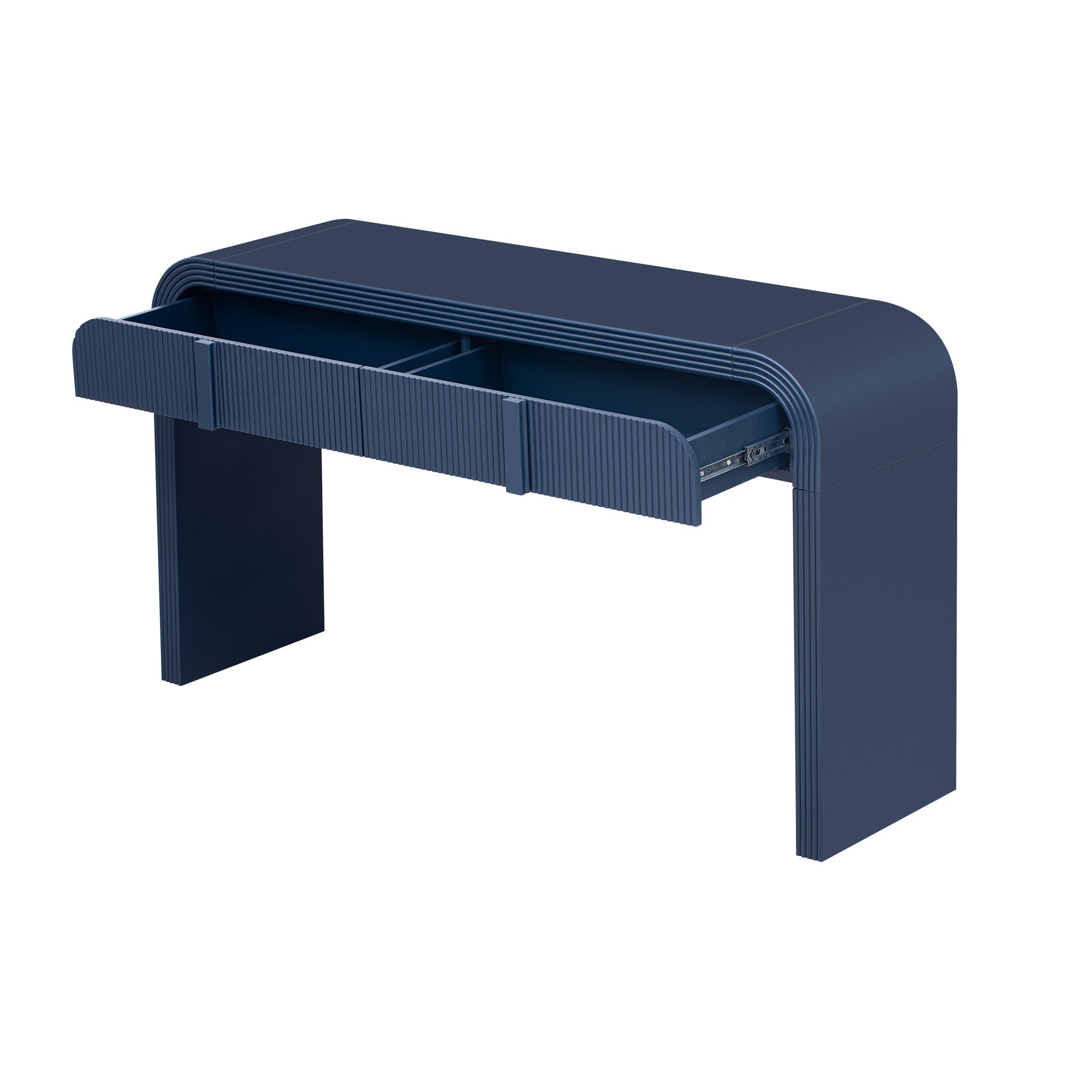 TREXM Modern Console Table with 2 Storage Drawers, Fluted Entryway Table with Rounded Silhouette for Hallway Living Room and Entryway (Navy Blue)