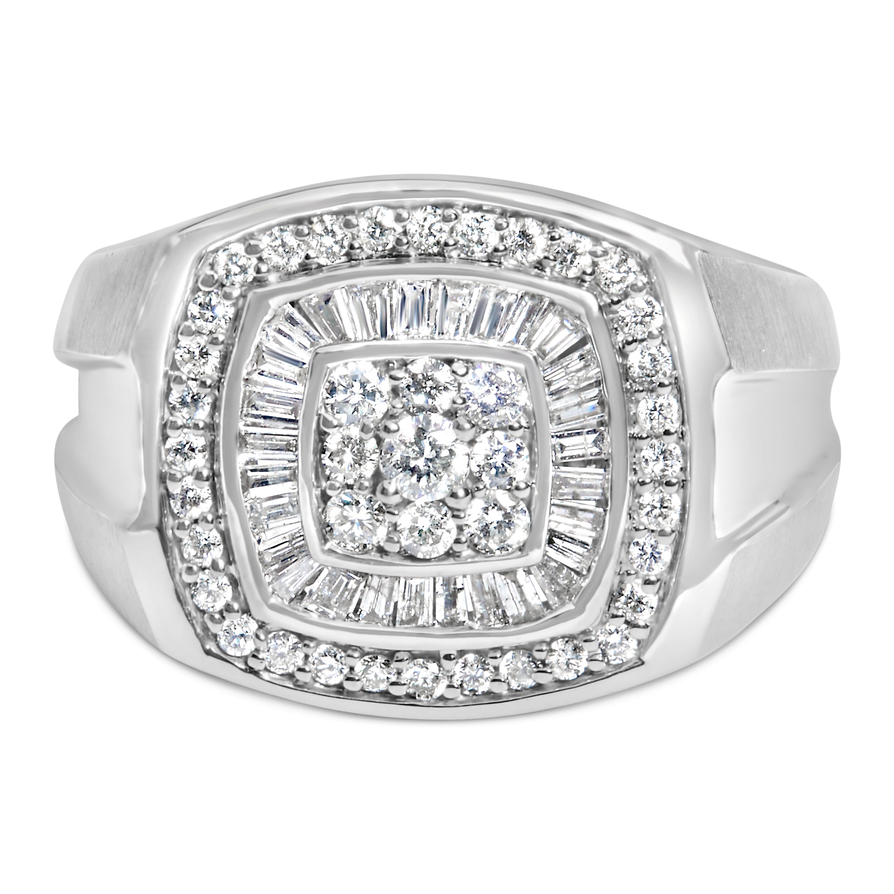 14K White Gold Men's 1 CTTW Diamond Band Ring