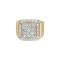Men's 10K Yellow Gold 2 1/8 Cttw Diamond  Composite Cluster Cocktail Ring Band