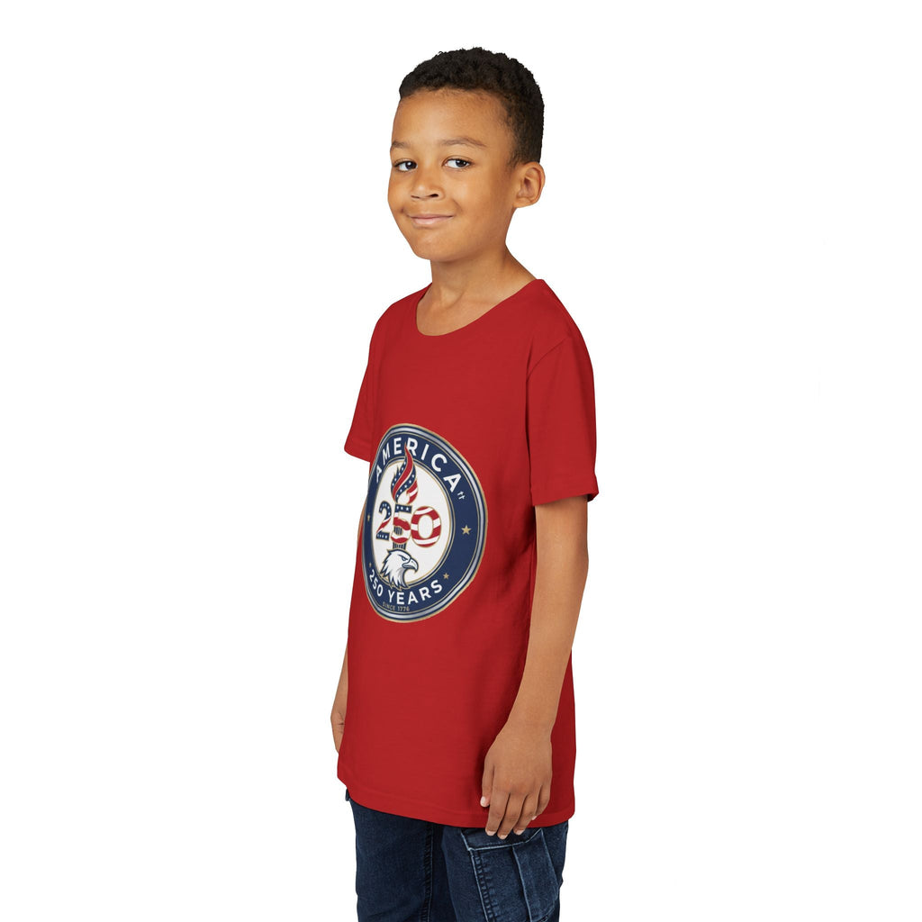 Youth Tee - America 250 Anniversary Patriotic Logo Kids T-Shirt (America 250 Years)