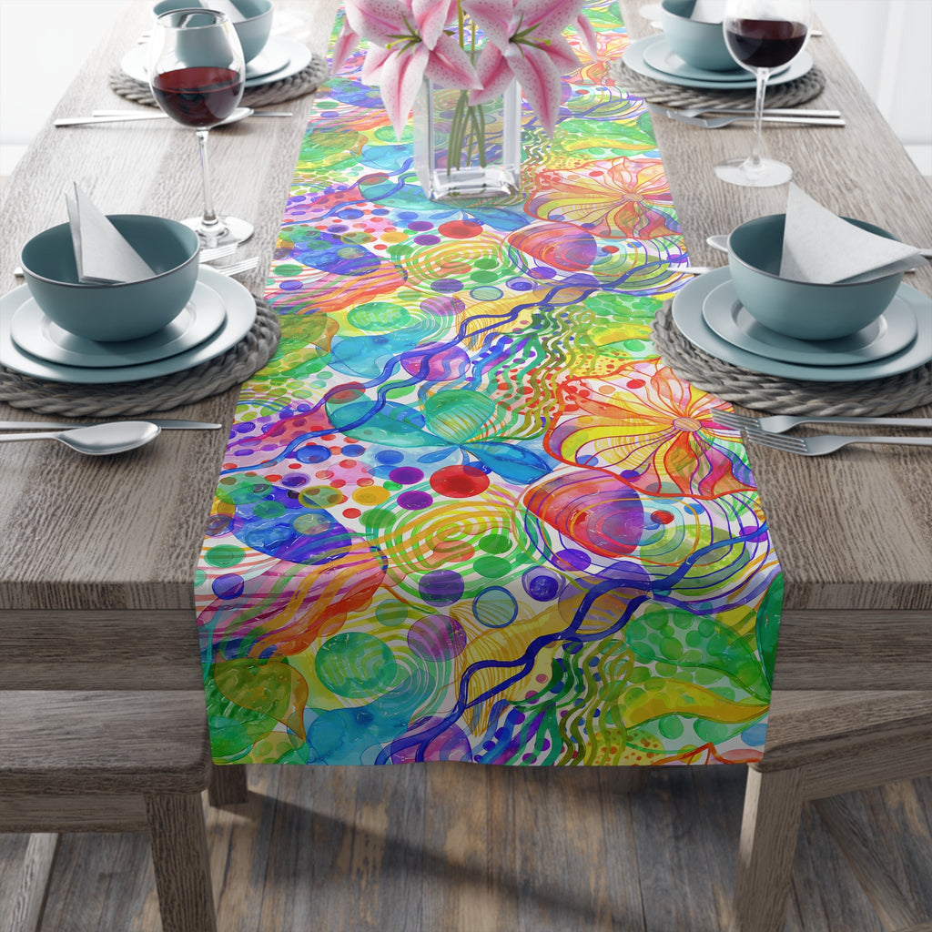 Bespattered Facade Rainbow Shapes Table Runner (2 sizes)
