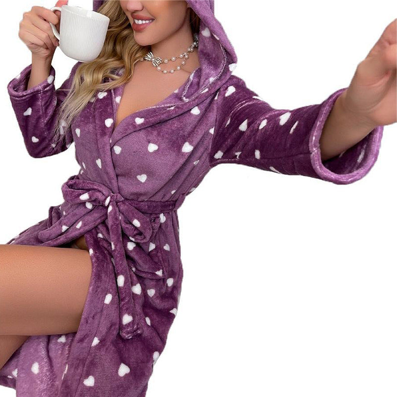 Women's Long Sleeve Plush Bathrobe and Loungewear