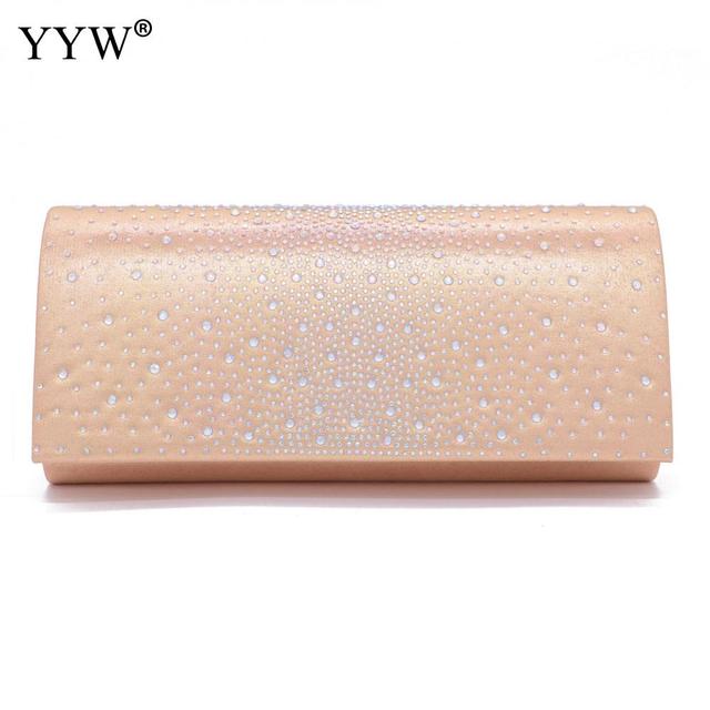 Satin Evening Clutch Bag with Rhinestone Rivets