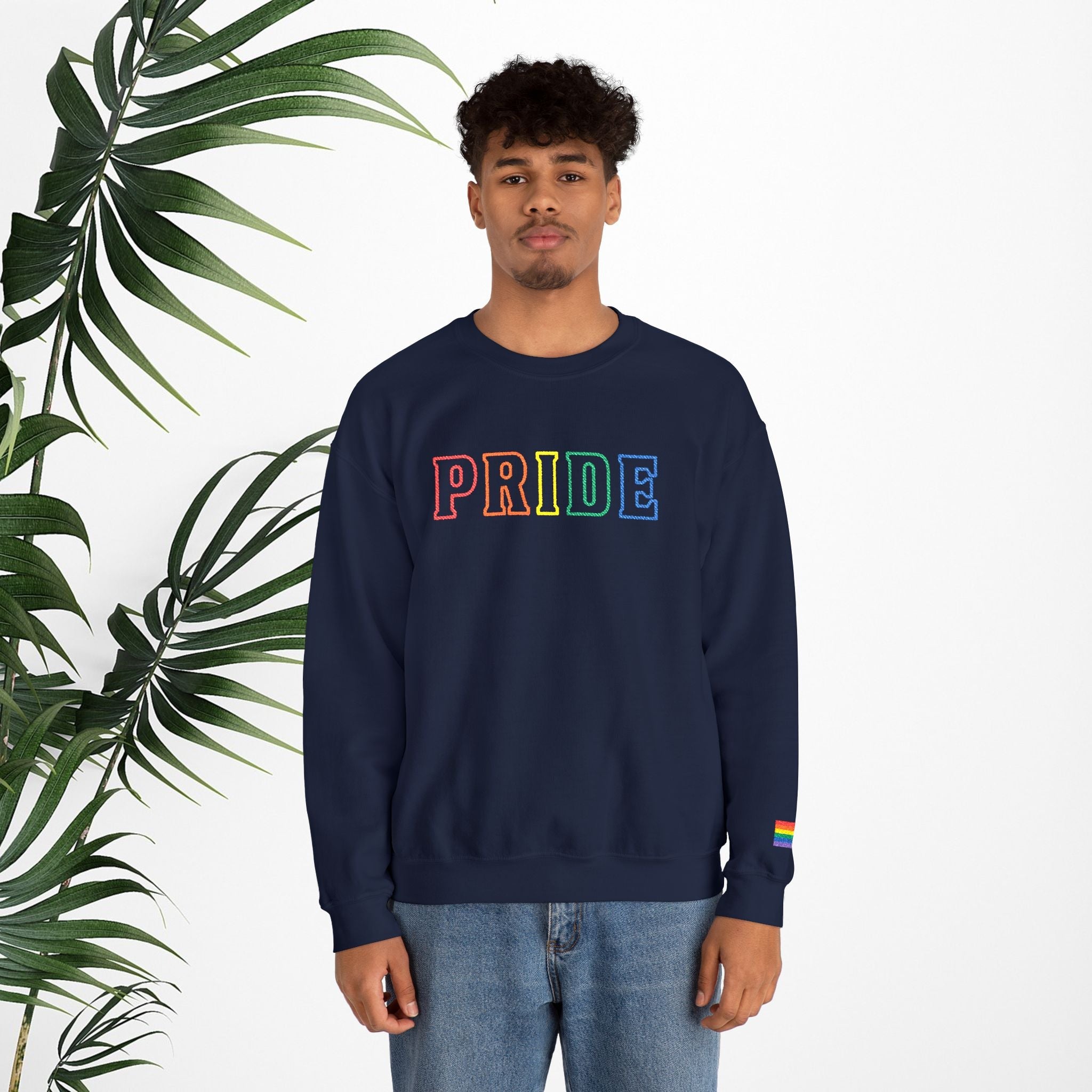 Bespattered Facade Rainbow LGBTQ+ Pride Embroidered Crewneck Sweatshirt