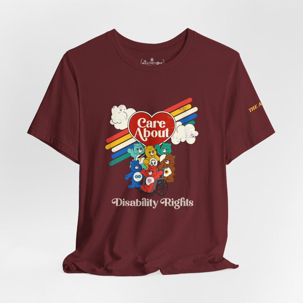 Care About Disability Rights - Retro 80s Vibe - Unisex Jersey Short Sleeve Tee