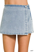 Zenana Wrap Front Denim Skort