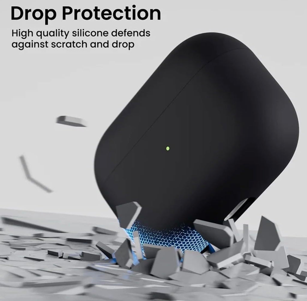 Silicone Case Compatible with AirPods Pro (2019), Liquid Silicone Protective Skin with Front LED Visible Indicator, Black