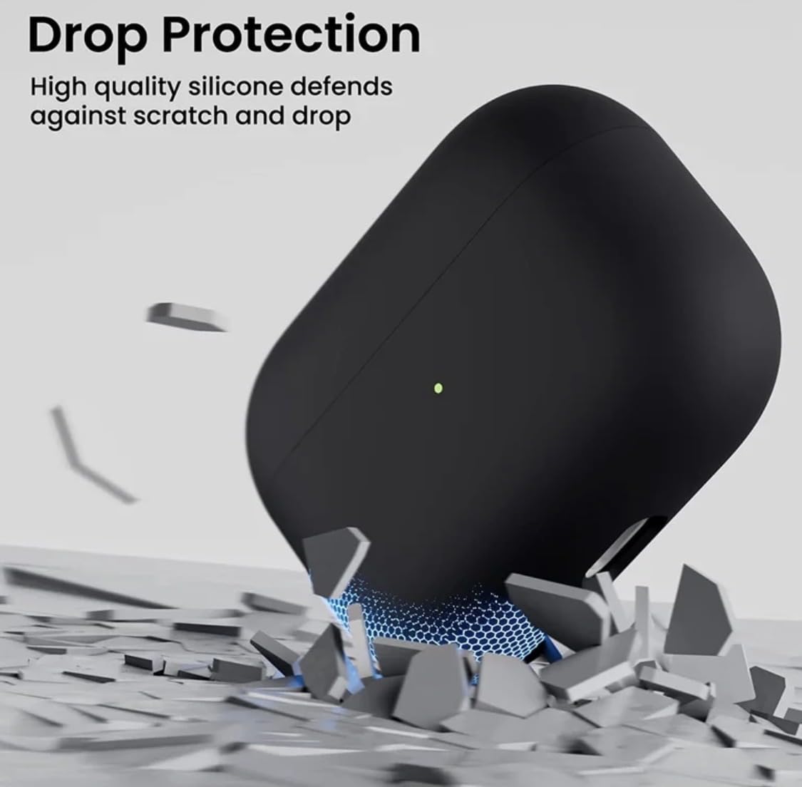 Silicone Case Compatible with AirPods Pro (2019), Liquid Silicone Protective Skin with Front LED Visible Indicator, Black